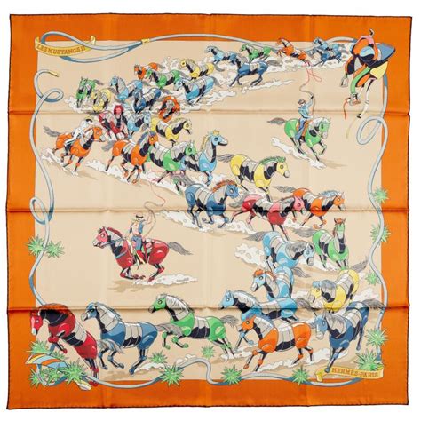 carre/scarf /foulard hermes Carré 90 double face Les Mustangs II 